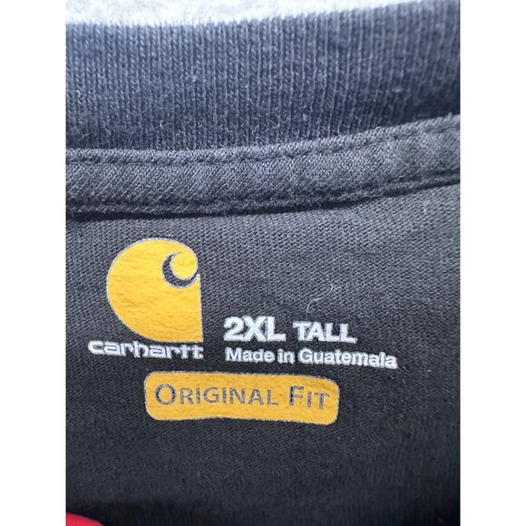 Carhartt Mens Black Long Sleeve Henley Shirt 2XL Tall Original Fit Cotton Blend - Picture 3 of 4